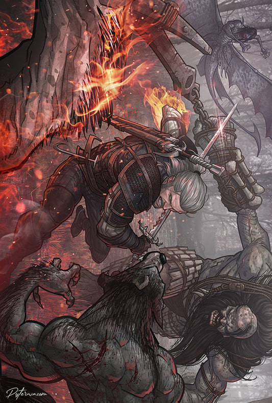 Witcher Fights Striga Poster