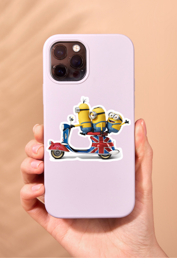 Minions On Scooter Sticker