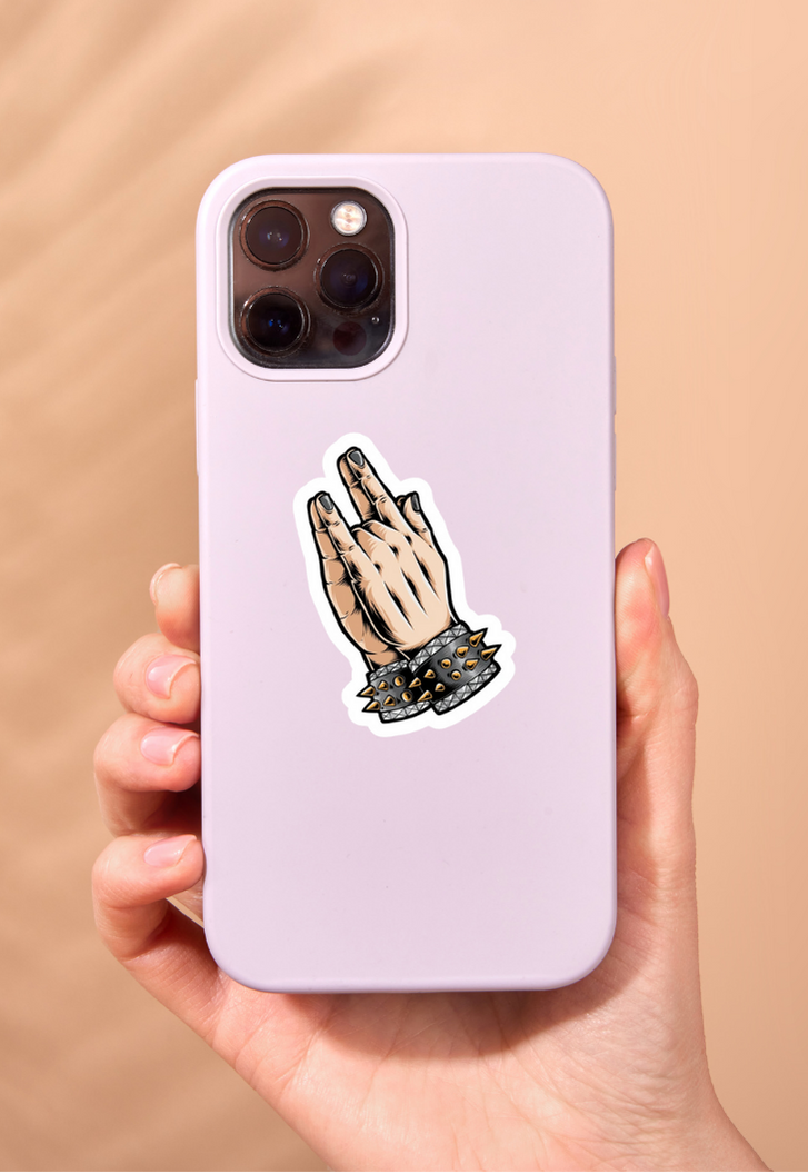 Praying Metal Hand Isolated Sticker