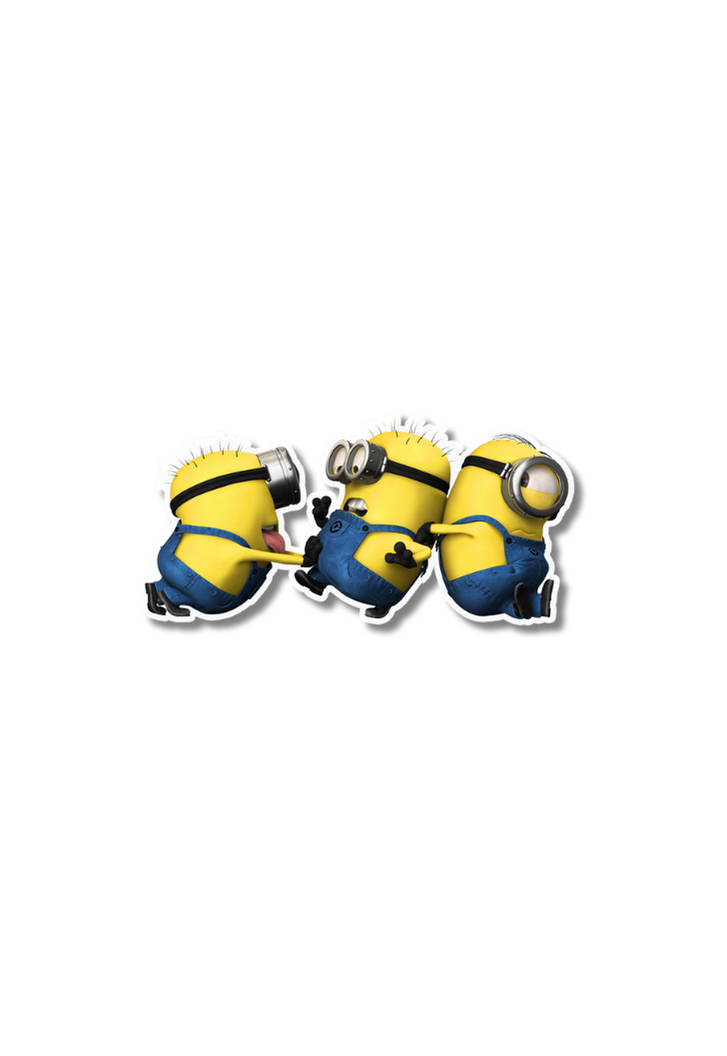 Pushing Minions Self Adhesive Sticker