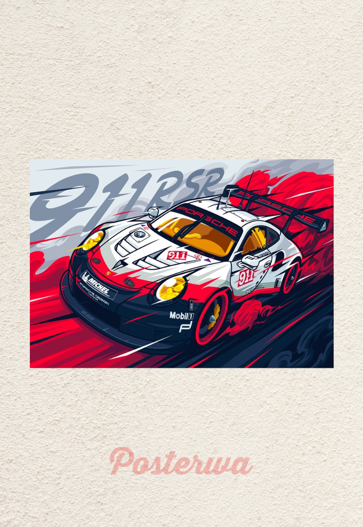 Porsche 911 RSR Car Poster