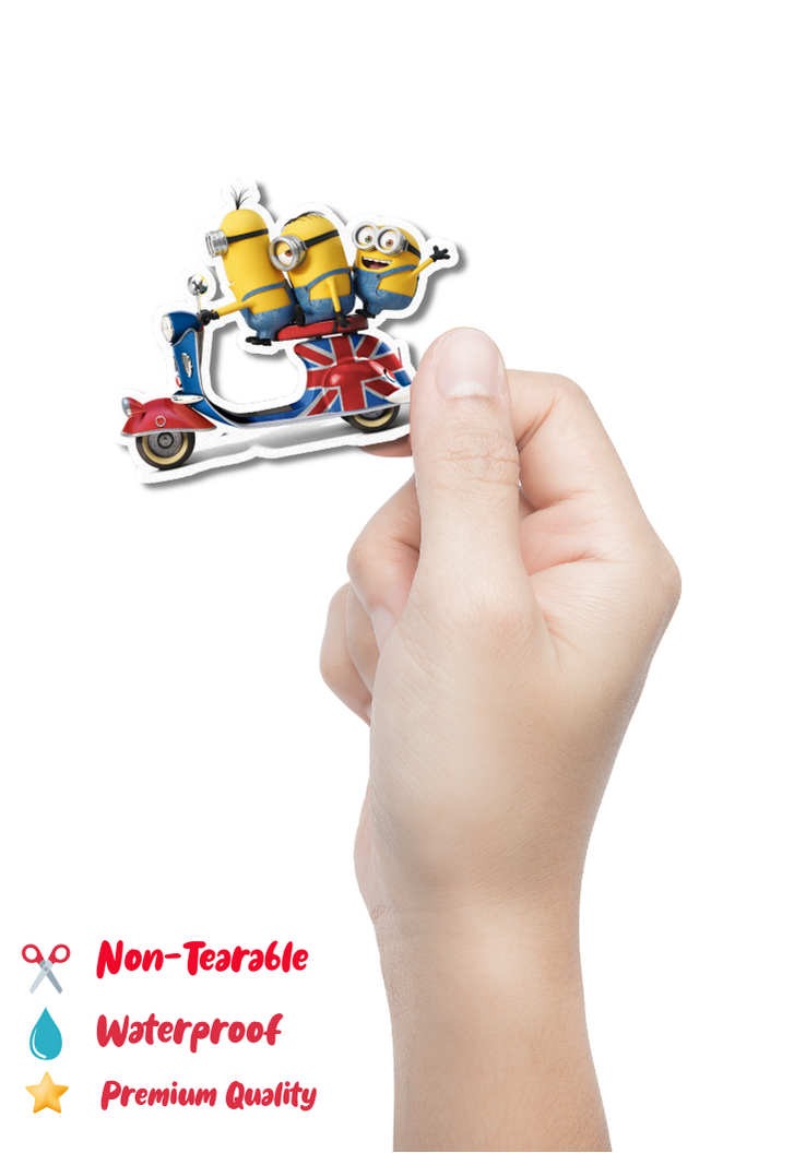 Minions On Scooter Sticker