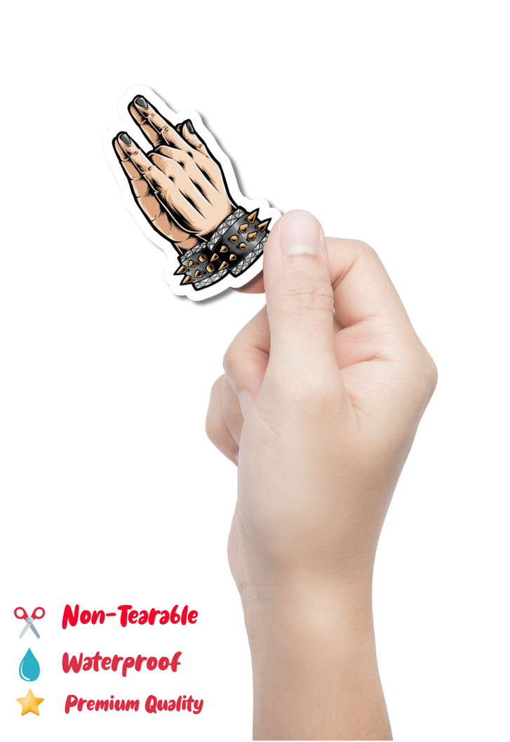 Praying Metal Hand Isolated Sticker