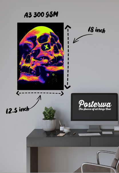 Neon Skull Terror Poster