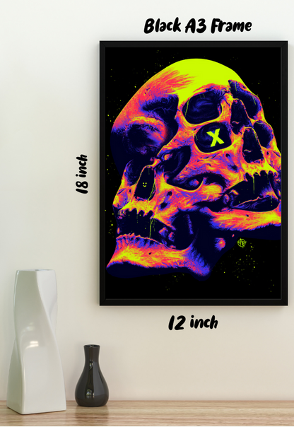 Neon Skull Terror Poster