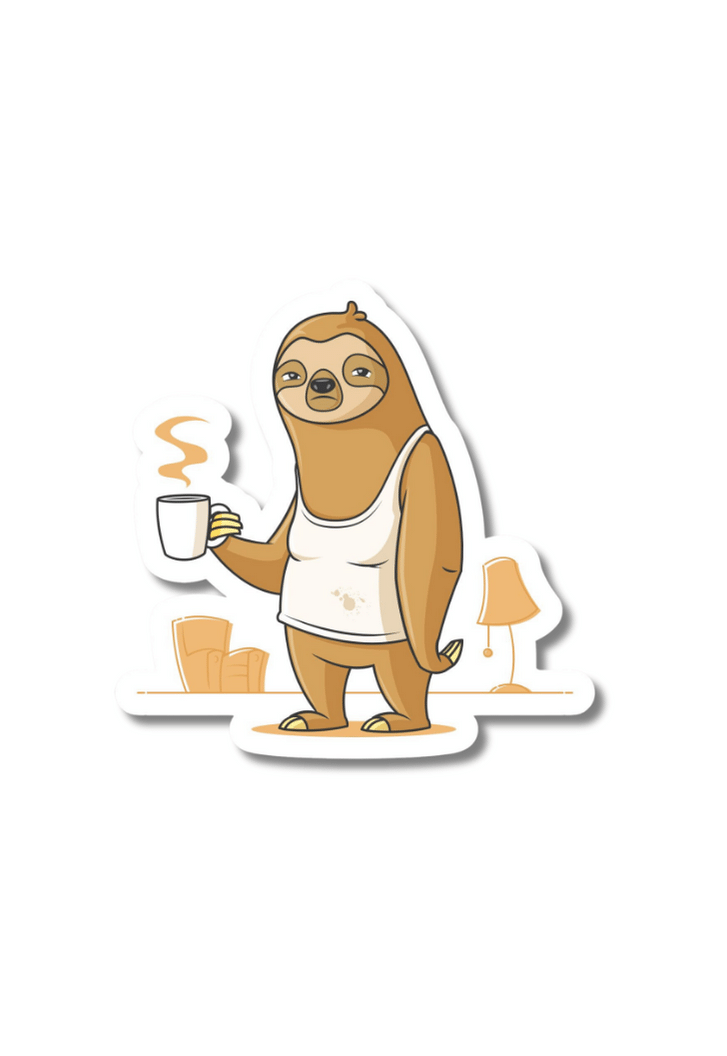 Sloth Drinks Coffee Sticker