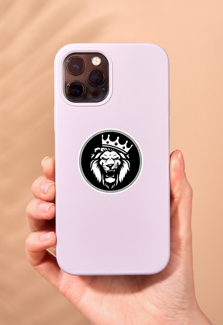 Black Lion With Crown Sticker