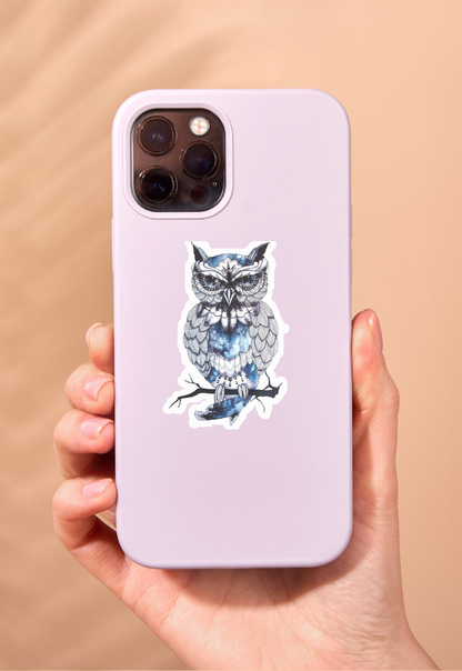 Blue Temp Owl Sticker