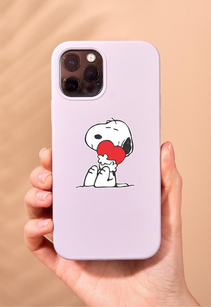 Snoopy Red And Black Heart Sticker