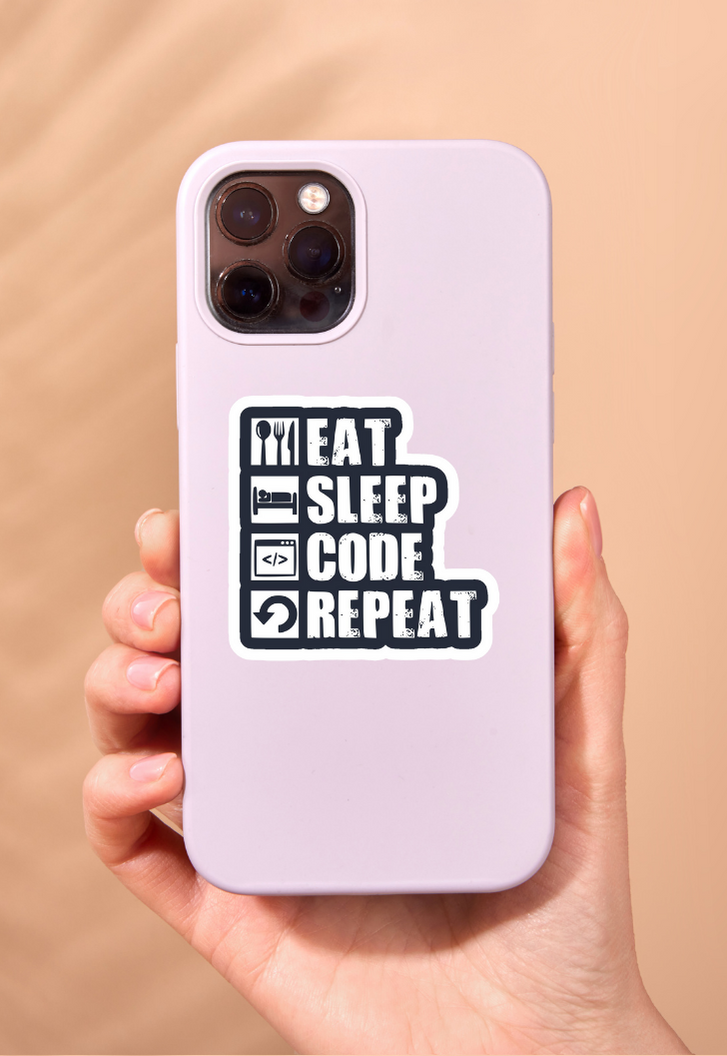 EAT SLEEP CODE REPEAT Sticker