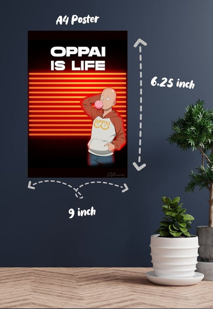 Oppai is Life One Punch Man Poster