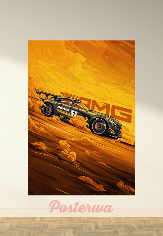 Animated BMW AMG Car Poster