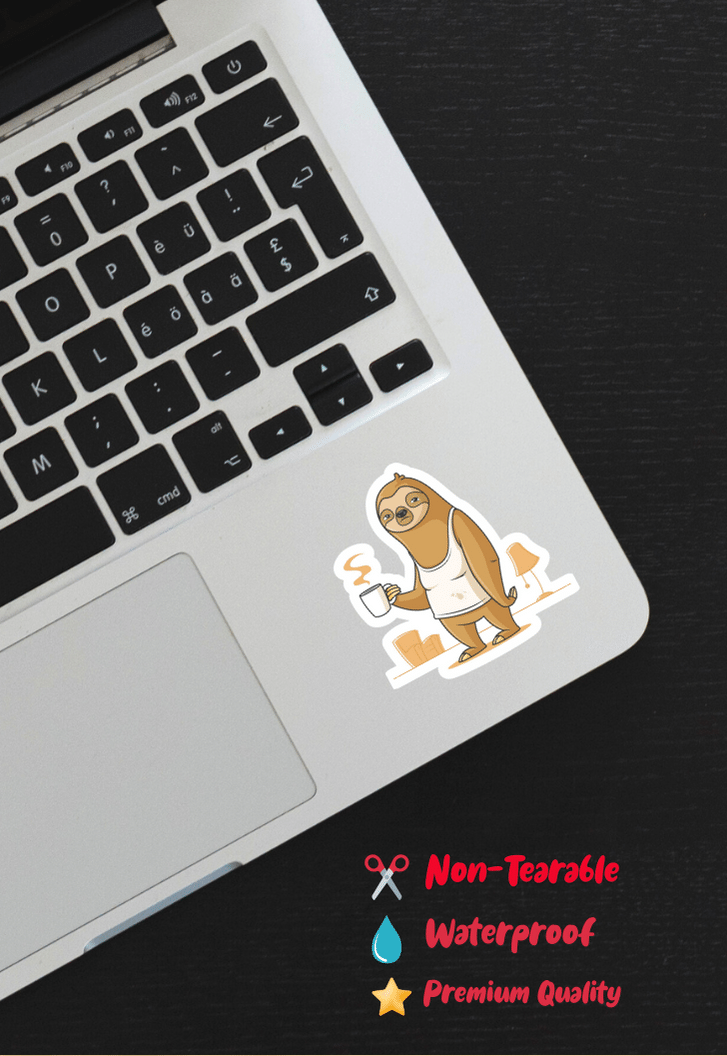 Sloth Drinks Coffee Sticker