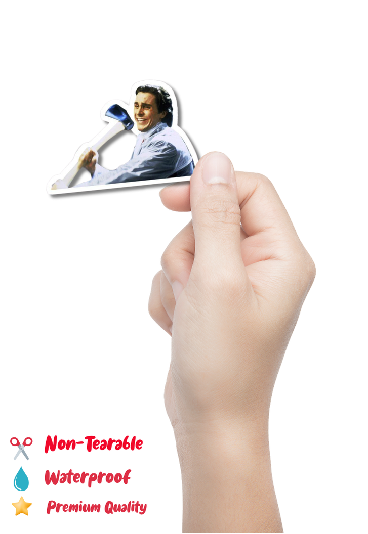 Patrick Bateman Holding Axe Sticker