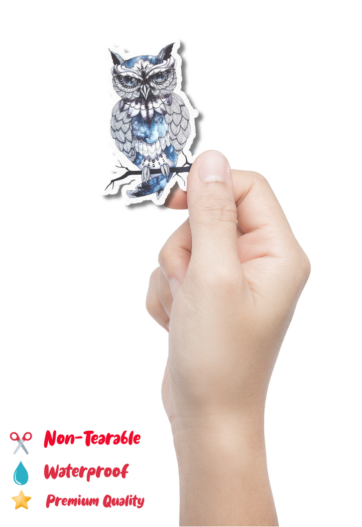 Blue Temp Owl Sticker