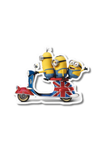 Minions On Scooter Sticker