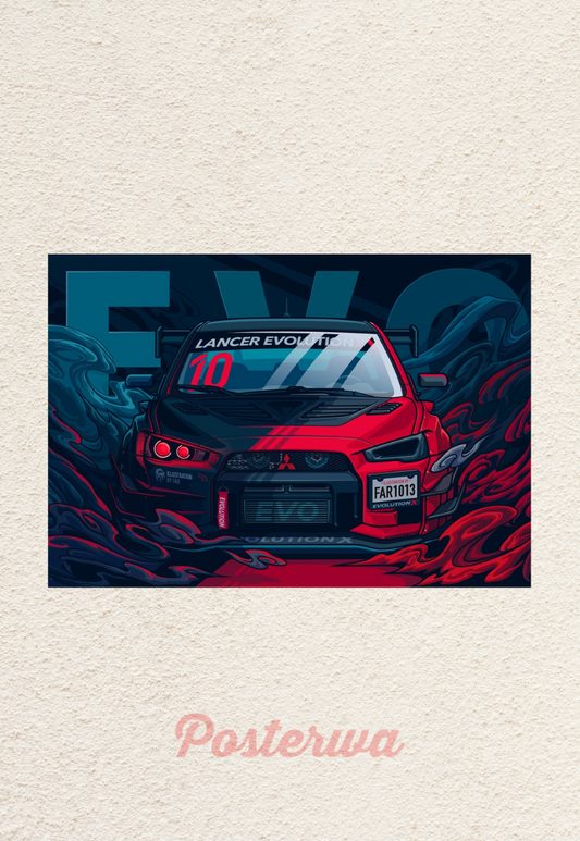 Mitsubishi Lancer Evo Car Poster