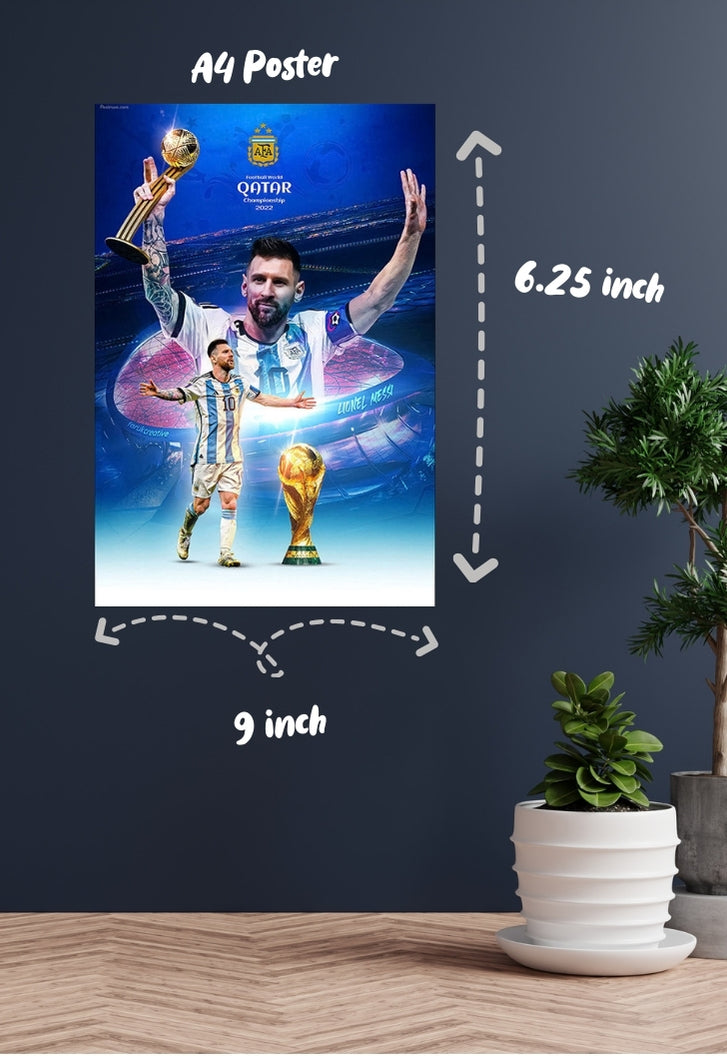 Messi with FIFA World Cup Poster