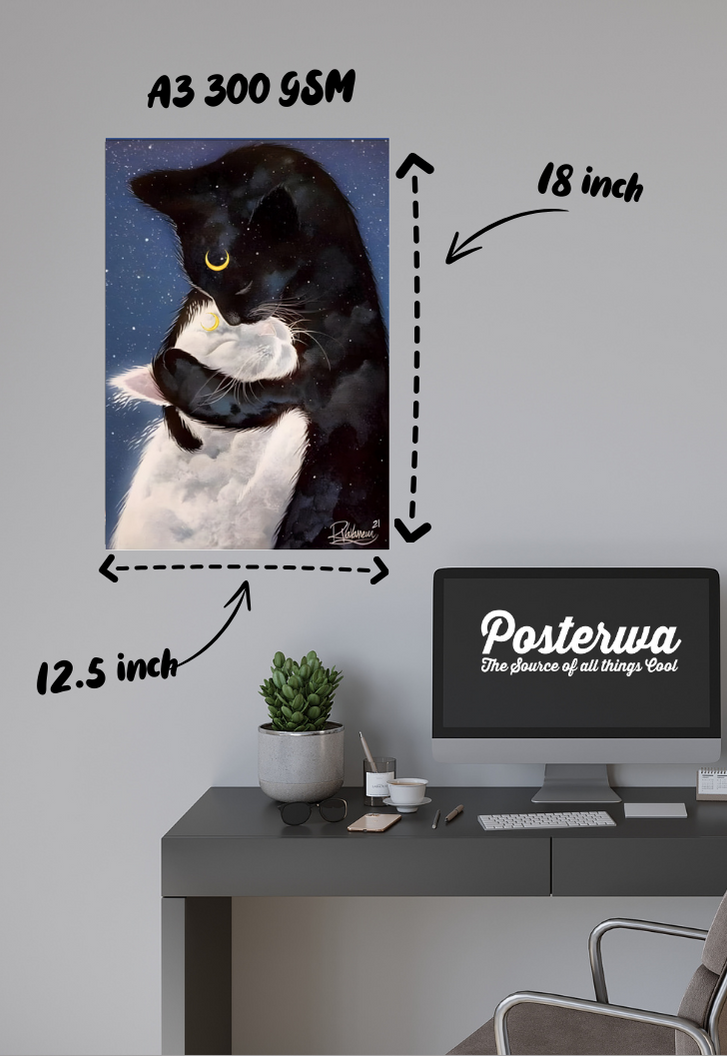 FELINOO The Black and White Cat Hug Poster