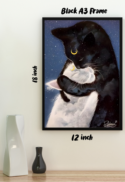 FELINOO The Black and White Cat Hug Poster