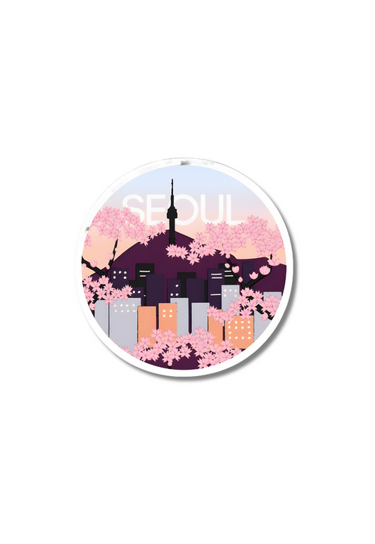 Seoul Tower With Woodblock Sticker