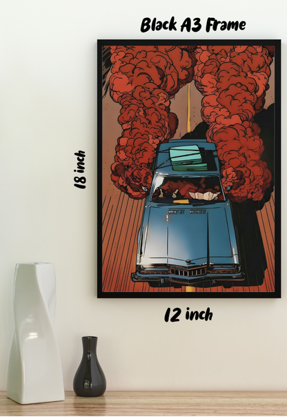 Psychedelic Driving on Highway Wall Art Poster