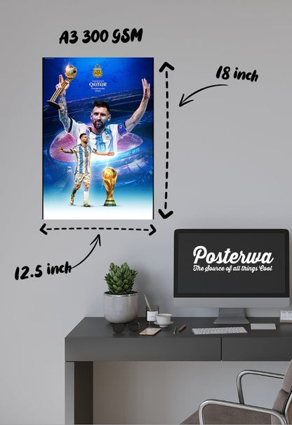 Messi with FIFA World Cup Poster