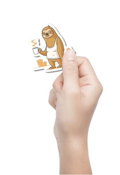 Sloth Drinks Coffee Sticker