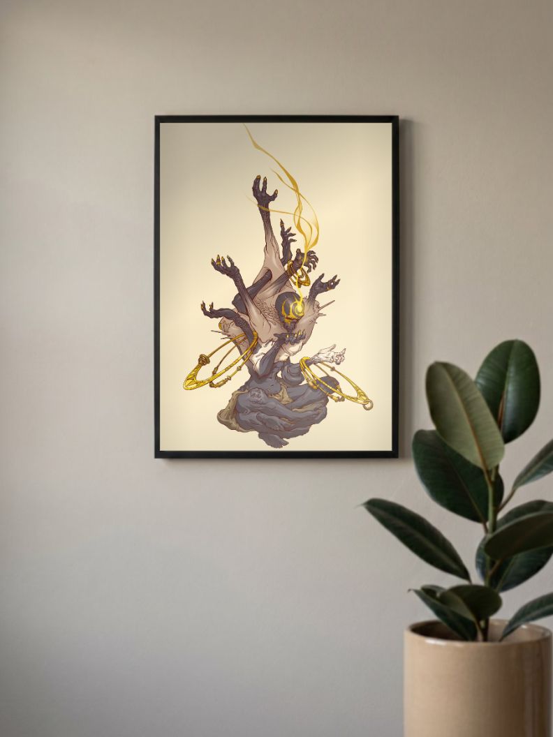 Meditating Skull Abstract Poster