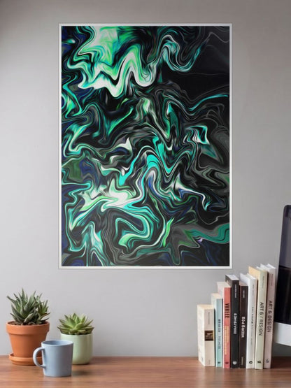 Cyan Currents | Abstract | Art Poster
