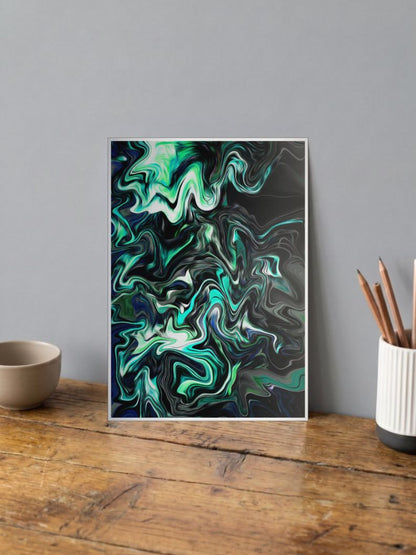 Cyan Currents | Abstract | Art Poster