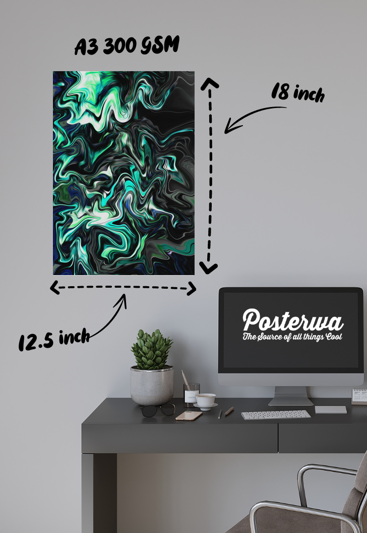 Cyan Currents | Abstract | Art Poster