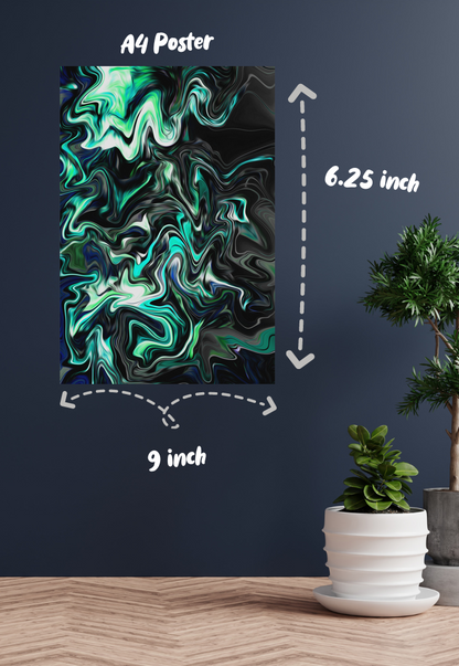 Cyan Currents | Abstract | Art Poster