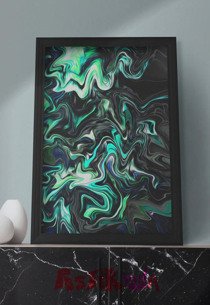 Cyan Currents | Abstract | Art Poster