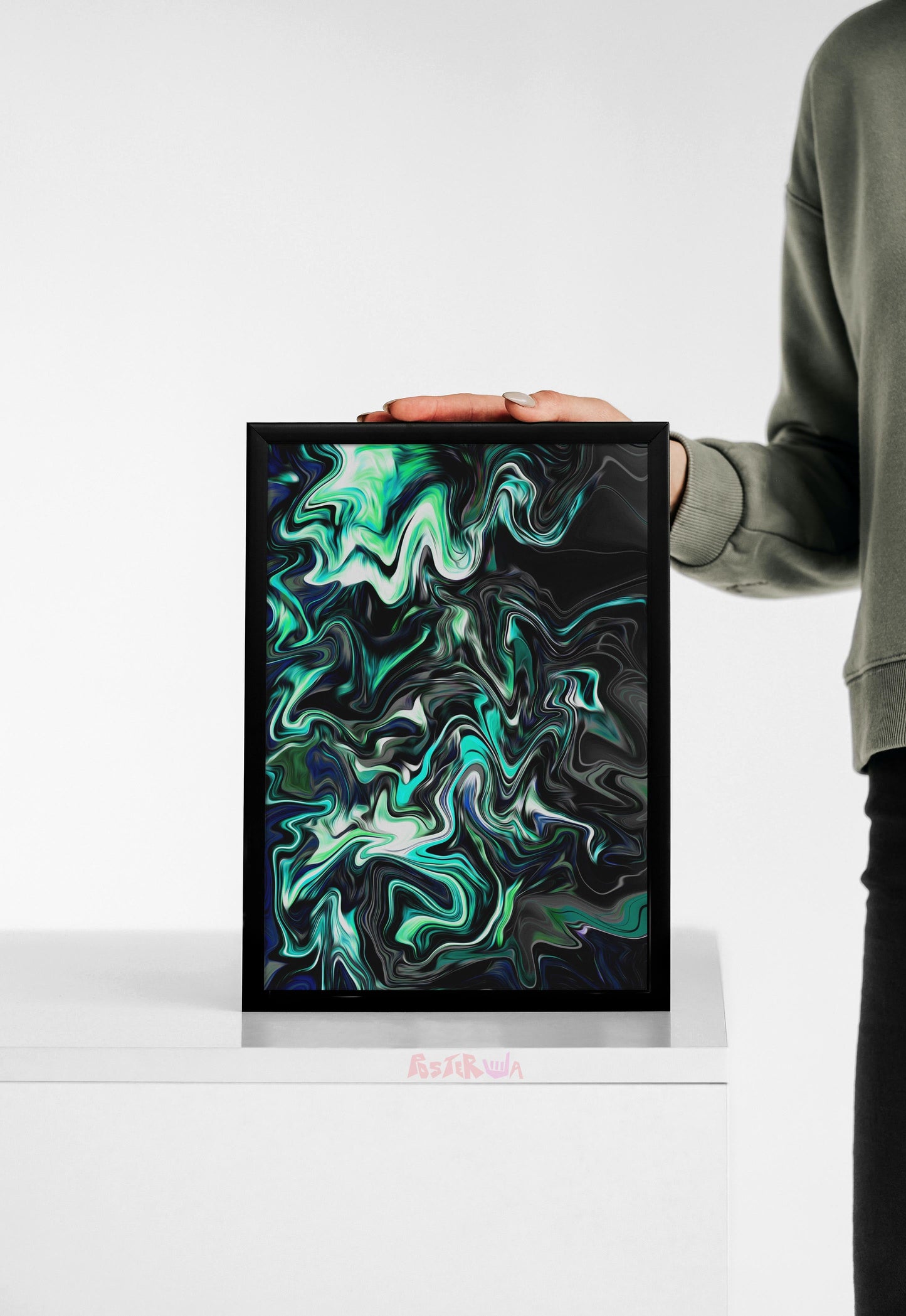 Cyan Currents | Abstract | Art Poster