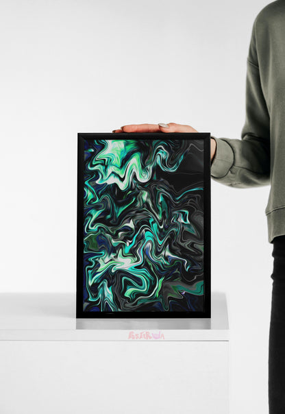 Cyan Currents | Abstract | Art Poster
