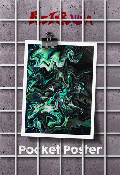 Cyan Currents | Abstract | Art Poster