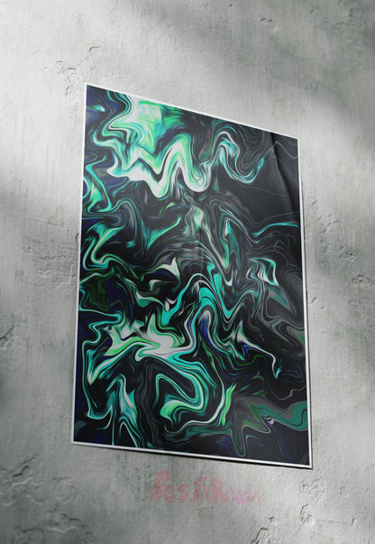 Cyan Currents | Abstract | Art Poster