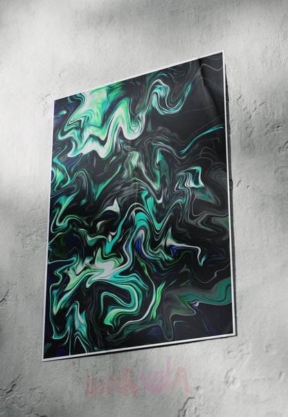 Cyan Currents | Abstract | Art Poster