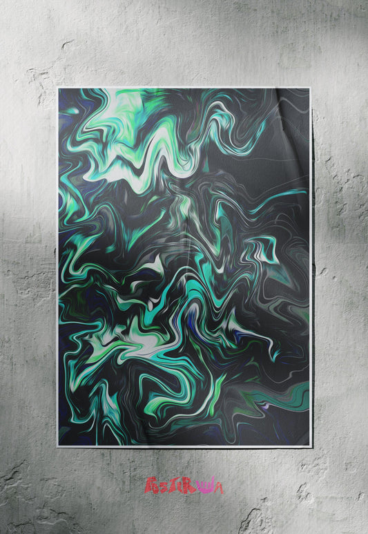 Cyan Currents | Abstract | Art Poster