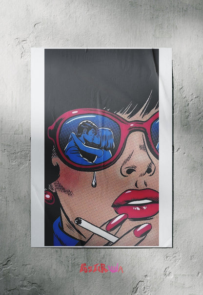 Heartbreak in Retro Hues | Punk Comic Art | Art Poster