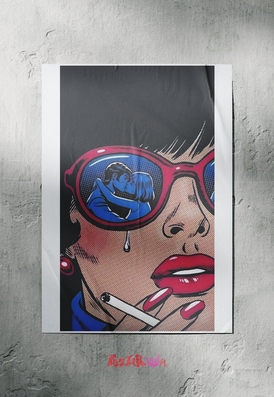 Heartbreak in Retro Hues | Punk Comic Art | Art Poster