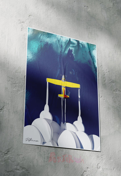 Soar to Sky | Abstract Art | Airplane Art Poster