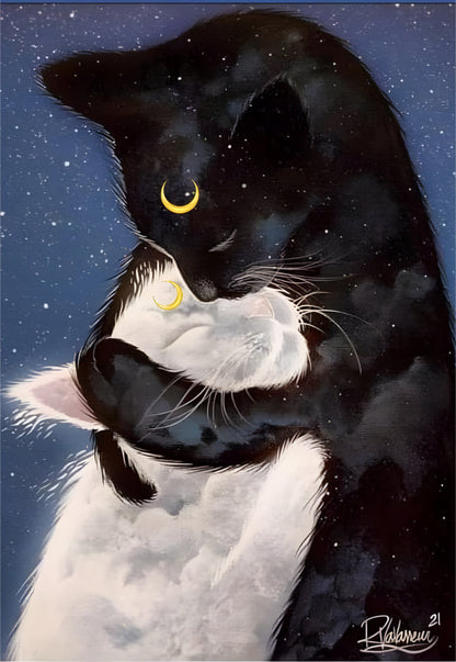 FELINOO The Black and White Cat Hug Poster