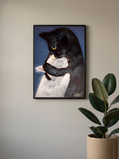 FELINOO The Black and White Cat Hug Poster