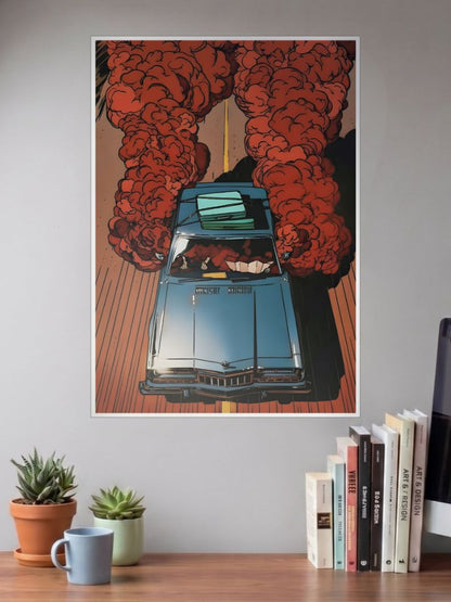 Psychedelic Driving on Highway Wall Art Poster