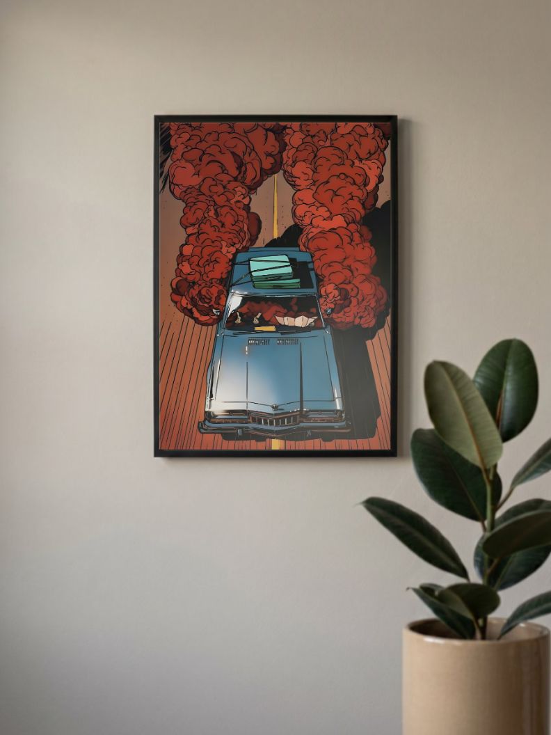 Psychedelic Driving on Highway Wall Art Poster