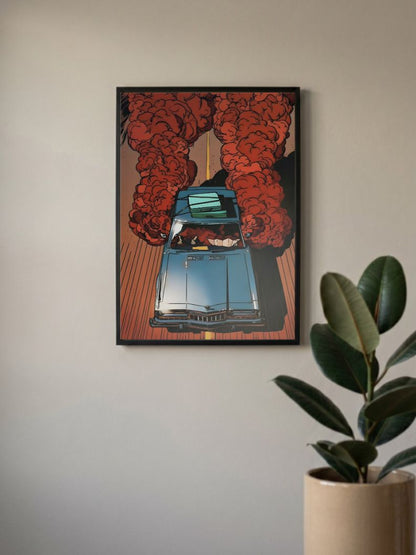 Psychedelic Driving on Highway Wall Art Poster