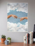 Creation of Adam Fingers Light Academia Cloudscape Poster