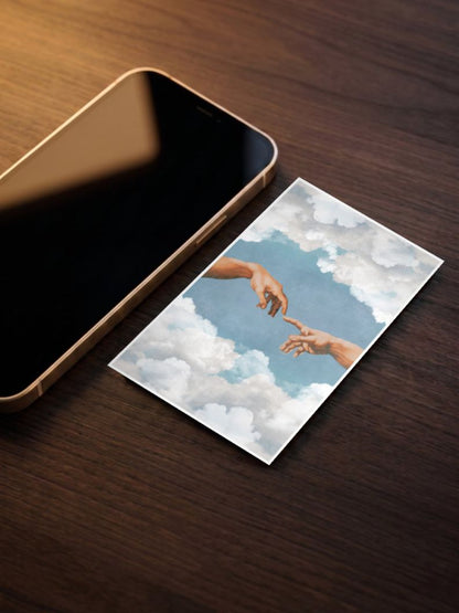 Creation of Adam Fingers Light Academia Cloudscape Poster